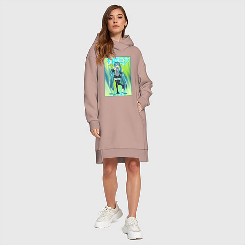 Женская толстовка-платье Хацунэ Мику / Пыльно-розовый – фото 4