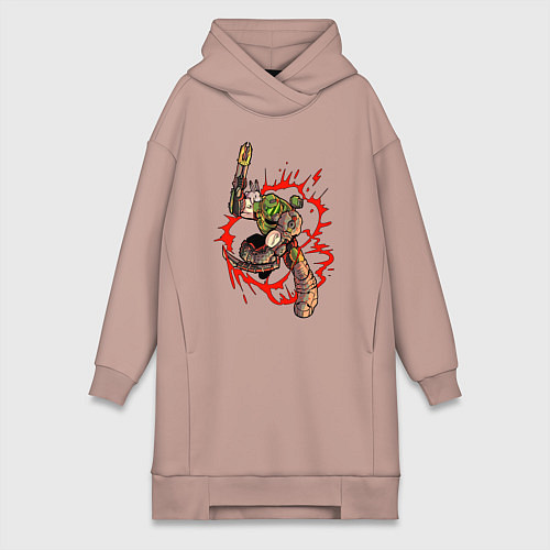 Женская толстовка-платье Doom eternal art / Пыльно-розовый – фото 1