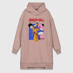 Женское худи-платье Dragon Ball - Сон Гоку - Удар, цвет: пыльно-розовый
