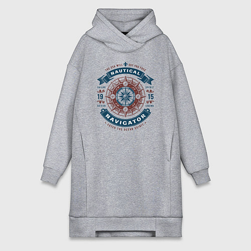 Женская толстовка-платье Морской навигатор / Меланж – фото 1