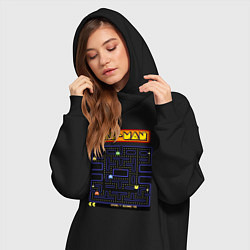 Женское худи-платье Pac-Man на ZX-Spectrum, цвет: черный — фото 2