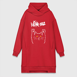 Женское худи-платье Blink 182 rock cat, цвет: красный