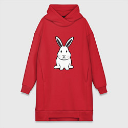 Женское худи-платье Снежный кролик, цвет: красный