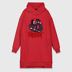 Женское худи-платье Slipknot rock, цвет: красный