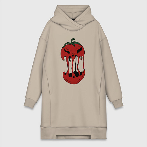 Женская толстовка-платье Агрессивный красный помидор / Миндальный – фото 1