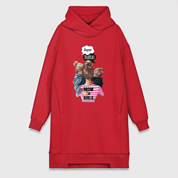 Женское худи-платье Super Mama!, цвет: красный
