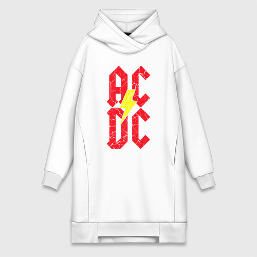 Женская толстовка-платье AC DC logo / Белый – фото 1