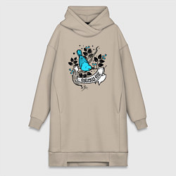 Женское худи-платье Птица и ягоды - follow me, цвет: миндальный