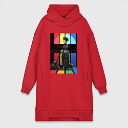 Женское худи-платье Берегись электросамоката, цвет: красный