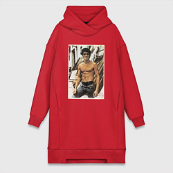 Женская толстовка-платье Брюс Ли - ретро постер