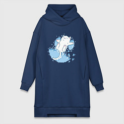 Женское худи-платье Снежный котоик, цвет: тёмно-синий