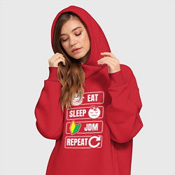 Женское худи-платье Eat sleep JDM repeat, цвет: красный — фото 2
