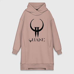 Женское худи-платье Quake II logo, цвет: пыльно-розовый