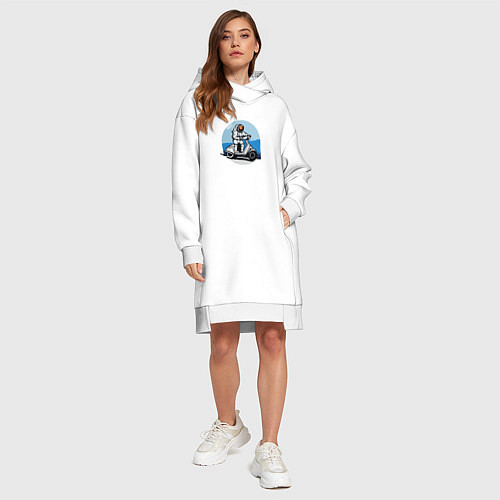 Женская толстовка-платье Космонавт на скутере / Белый – фото 4