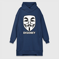 Женское худи-платье Guy Fawkes - disobey, цвет: тёмно-синий