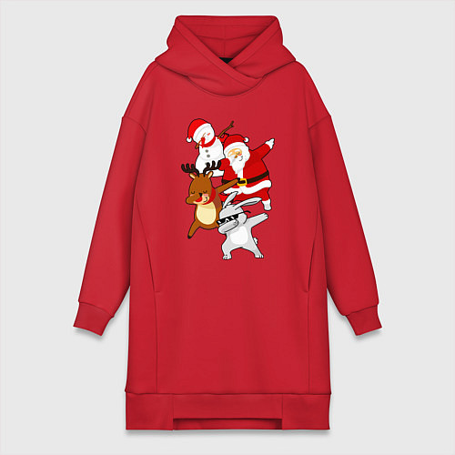 Женская толстовка-платье Все герои нового года ДЭБуют / Красный – фото 1