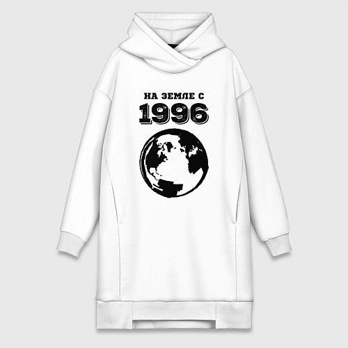 Женская толстовка-платье На Земле с 1996 с краской на светлом / Белый – фото 1