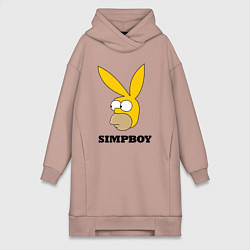 Женское худи-платье Simpboy - rabbit Homer, цвет: пыльно-розовый