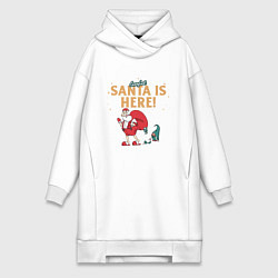 Женское худи-платье Careful Santa is here, цвет: белый