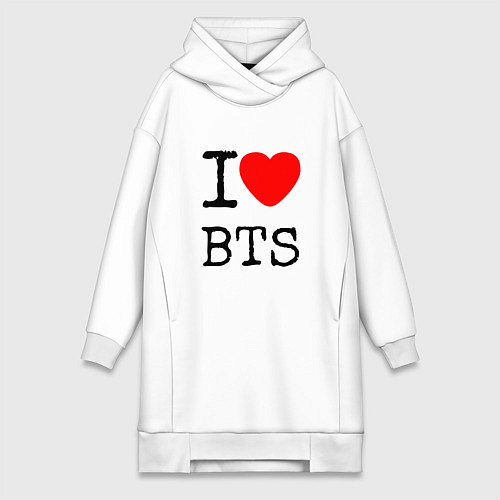 Женская толстовка-платье I love BTS / Белый – фото 1