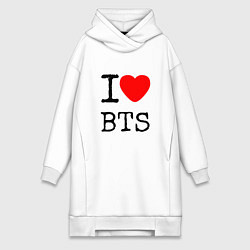 Женское худи-платье I love BTS, цвет: белый