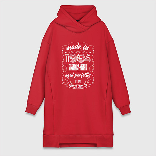 Женская толстовка-платье Made in 1984 retro old school / Красный – фото 1