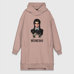 Женская толстовка-платье Скелет Уэнсдэй Аддамс