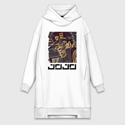 Женское худи-платье Дзётаро Кудзё - manly face, цвет: белый