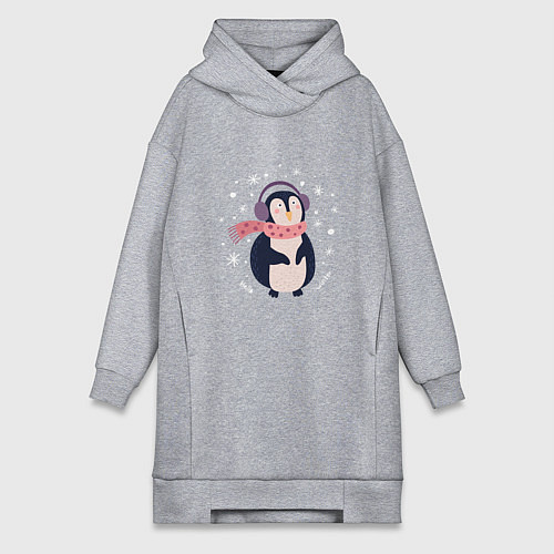 Женская толстовка-платье Забавный пингвин / Меланж – фото 1
