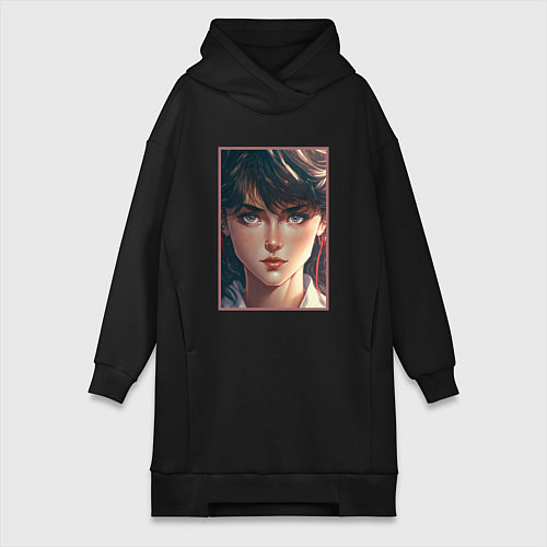 Женская толстовка-платье Блеск в глазах сильнее блеска на губах - аниме дев / Черный – фото 1