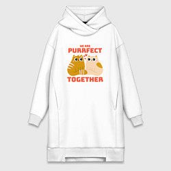 Женское худи-платье We are purrrfect together, цвет: белый