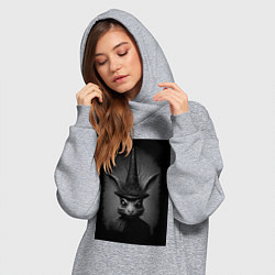 Женское худи-платье Жуткий страшный кролик заяц, цвет: меланж — фото 2