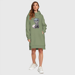 Женское худи-платье Милый серый волк, цвет: авокадо — фото 2
