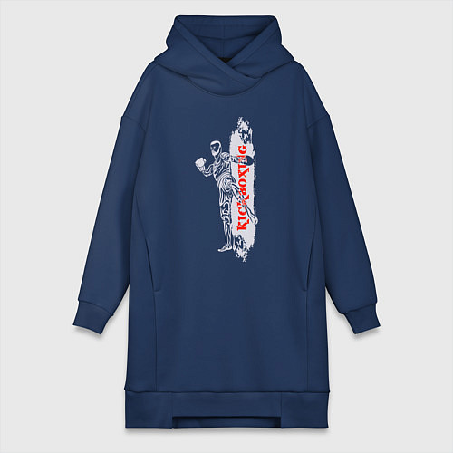 Женская толстовка-платье Кикбоксер - Сильнейший удар / Тёмно-синий – фото 1