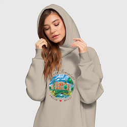 Женское худи-платье Санкт-Петербург, Инженерный замок, цвет: миндальный — фото 2