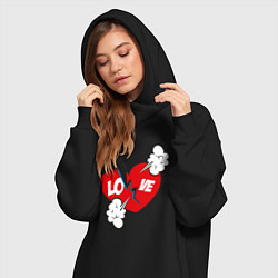 Женское худи-платье Разбитое красное сердце, цвет: черный — фото 2
