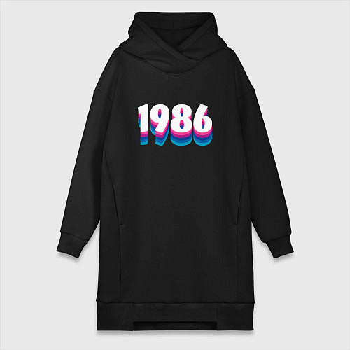 Женская толстовка-платье Made in 1986 vintage art / Черный – фото 1