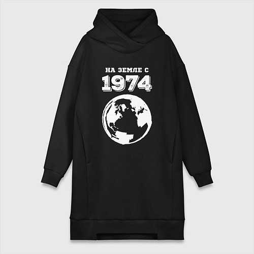 Женская толстовка-платье На Земле с 1974 с краской на темном / Черный – фото 1