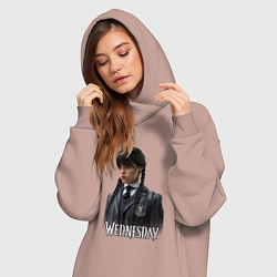 Женское худи-платье Уэнсдэй Аддамс фото, цвет: пыльно-розовый — фото 2
