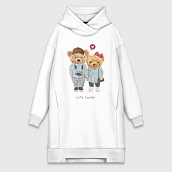 Женское худи-платье Cute couple, цвет: белый