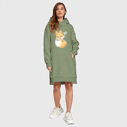 Женское худи-платье Милая лисичка недовольна, цвет: авокадо — фото 2