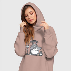 Женское худи-платье Тоторо с зонтиком, цвет: пыльно-розовый — фото 2