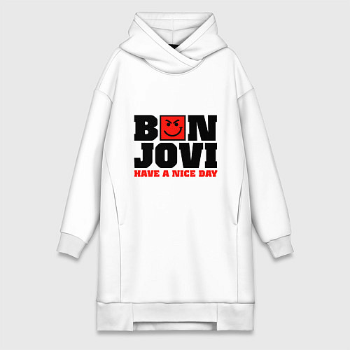 Женская толстовка-платье Bon Jovi band / Белый – фото 1