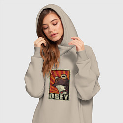 Женское худи-платье Obey frog, цвет: миндальный — фото 2