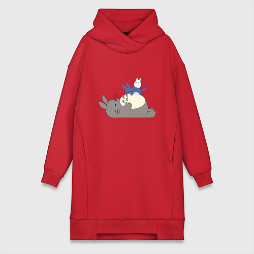 Женская толстовка-платье Тоторо спит / Красный – фото 1