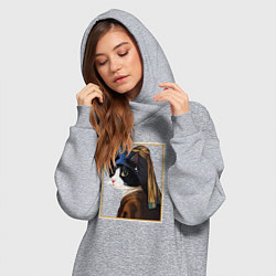 Женское худи-платье Кошечка с жемчужной сережкой Ян Вермеер, цвет: меланж — фото 2