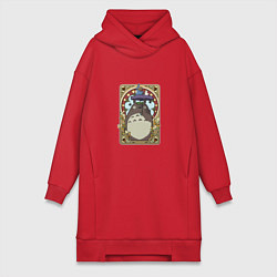 Женское худи-платье Totoro card, цвет: красный