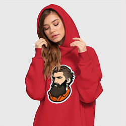 Женское худи-платье Статный мужчина с бородой, цвет: красный — фото 2