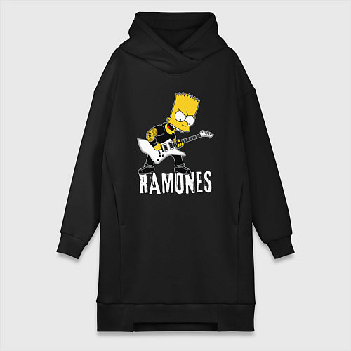 Женская толстовка-платье Ramones Барт Симпсон рокер / Черный – фото 1