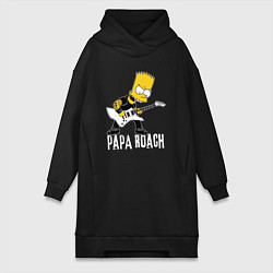 Женское худи-платье Papa Roach Барт Симпсон рокер, цвет: черный